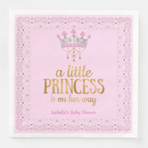 Serviette En Papier Petite princesse en chemin Pink Gold Tiara Party
