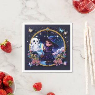 Serviette En Papier Petite sorcière aux grands yeux étincelants