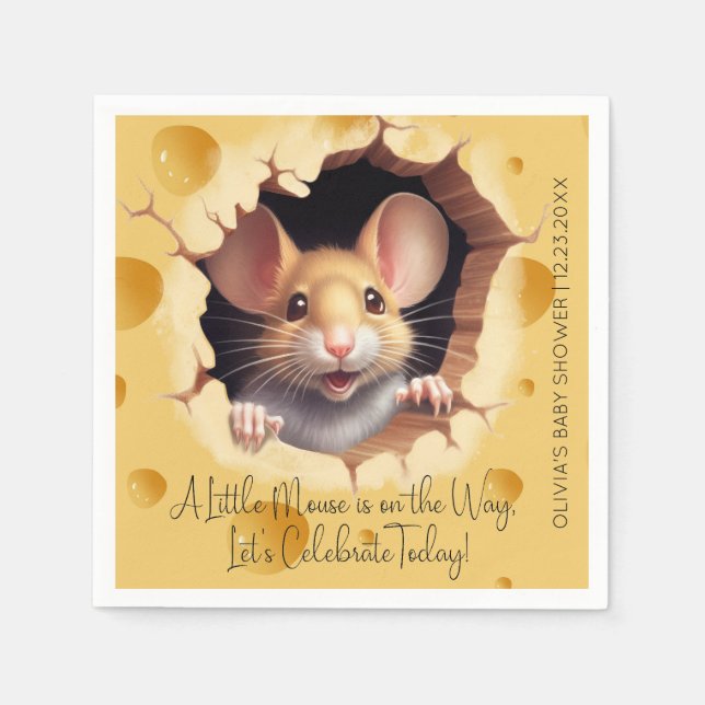 Serviette En Papier Petite souris dans le Baby shower au fromage (Devant)