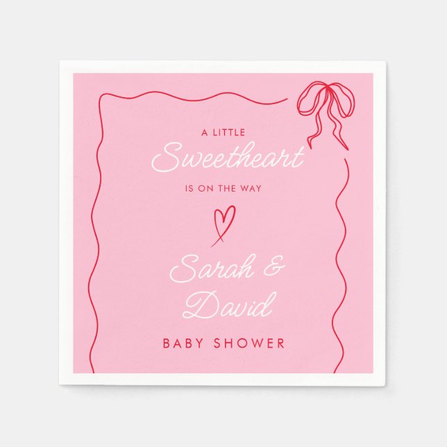 Serviette En Papier Petite Valentines Sweatheart Baby shower rouge ros (Devant)
