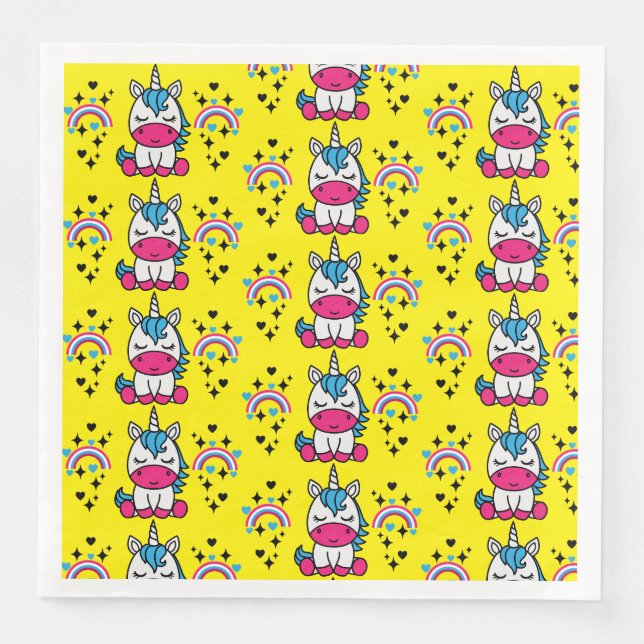 Serviette En Papier Petites filles Unicorn Pony (Devant)