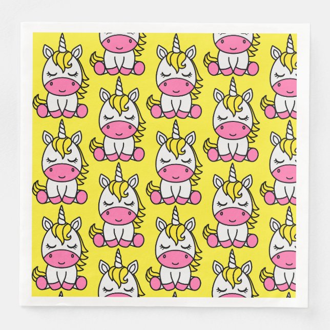 Serviette En Papier Petites filles Unicorn Pony (Devant)
