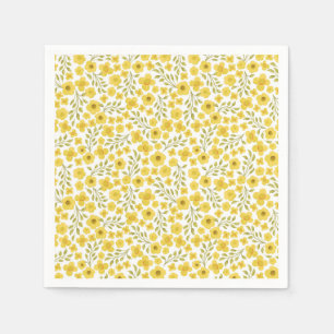 Serviette En Papier Petites fleurs jaunes printanières