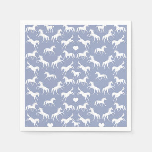 Serviette En Papier Petites serviettes de bleu de chevaux blancs