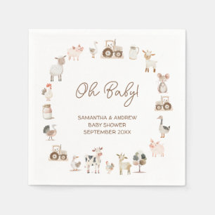 Serviette En Papier Petits animaux de ferme minimes Baby shower de la 