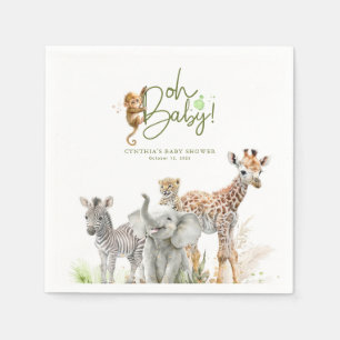Serviette En Papier Petits animaux Jungle Baby shower Safari Brown