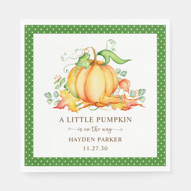 Serviette En Papier Petits Baby showers Citrouilles (Devant)