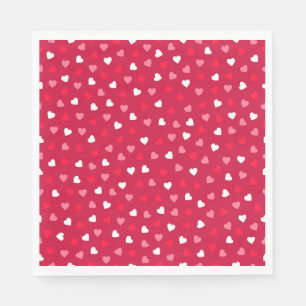 Serviette En Papier Petits Coeurs Valentin en Rouge Blanc Rose