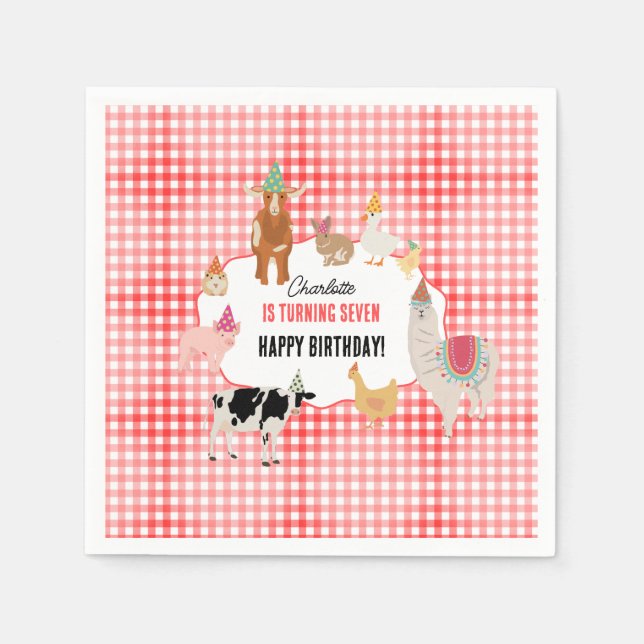 Serviette En Papier Petting Zoo Party Animals Barnyard Birthday Kids (Devant)