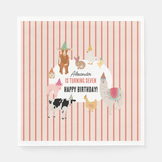 Serviette En Papier Petting Zoo Party Animals Barnyard Birthday Theme (Devant)