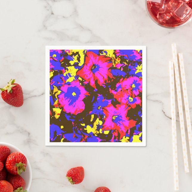 SERVIETTE EN PAPIER PETUNIAS (En situation)