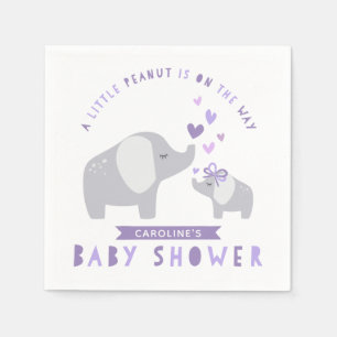 Serviette En Papier Peu de pourpre du baby shower de l'éléphant