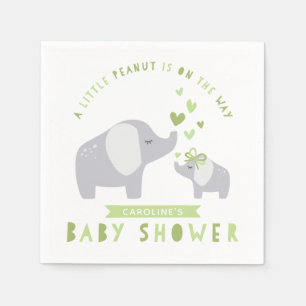 Serviette En Papier Peu de vert du baby shower de l'éléphant