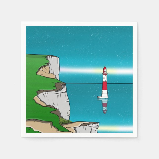 Serviette En Papier Phare de Beachy Head et Cliff Top (Devant)