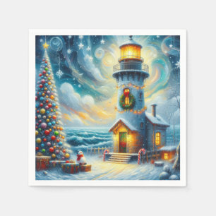 Serviette En Papier Phare de Noël - Découpage nautique