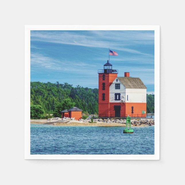 Serviette En Papier Phare de Round Island (Devant)