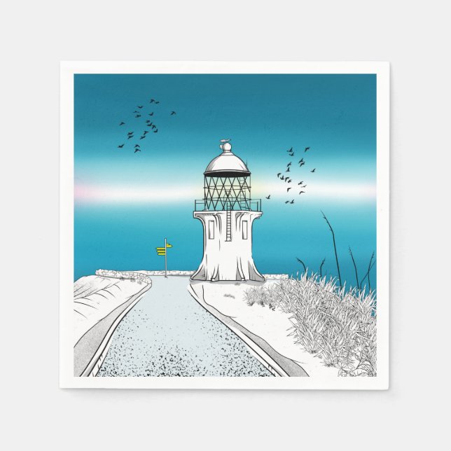 Serviette En Papier Phare du Cap Reinga Nouvelle-Zélande (Devant)
