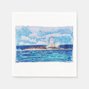 Serviette En Papier Phare en bleu