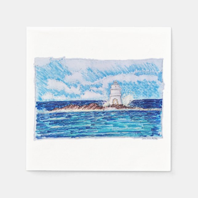 Serviette En Papier Phare en bleu (Devant)
