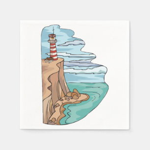 Serviette En Papier Phare Sur Une Falaise Papier Napkins