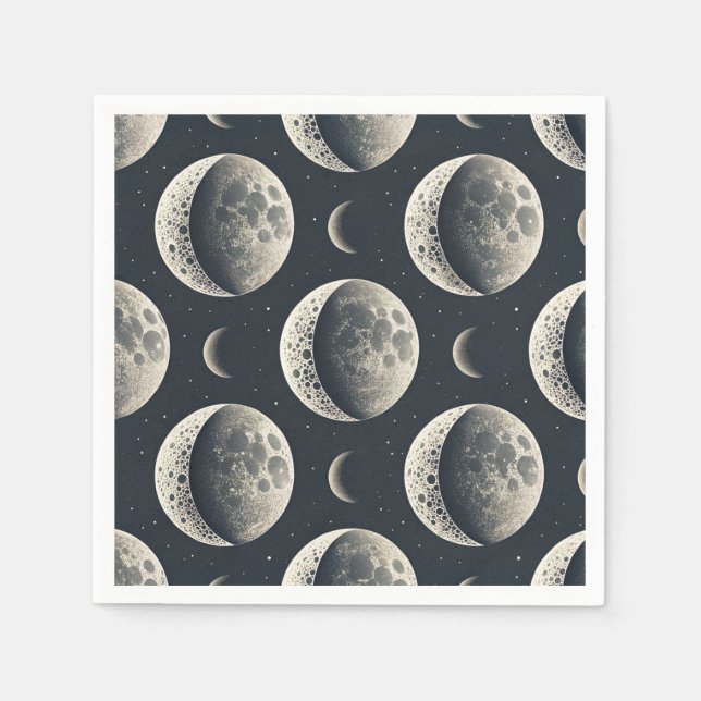 Serviette En Papier Phase Lunaire Céleste (1) (Devant)