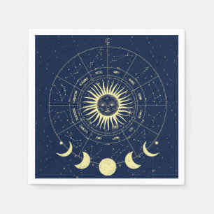 Serviette En Papier Phases de la lune solaire céleste Zodiac