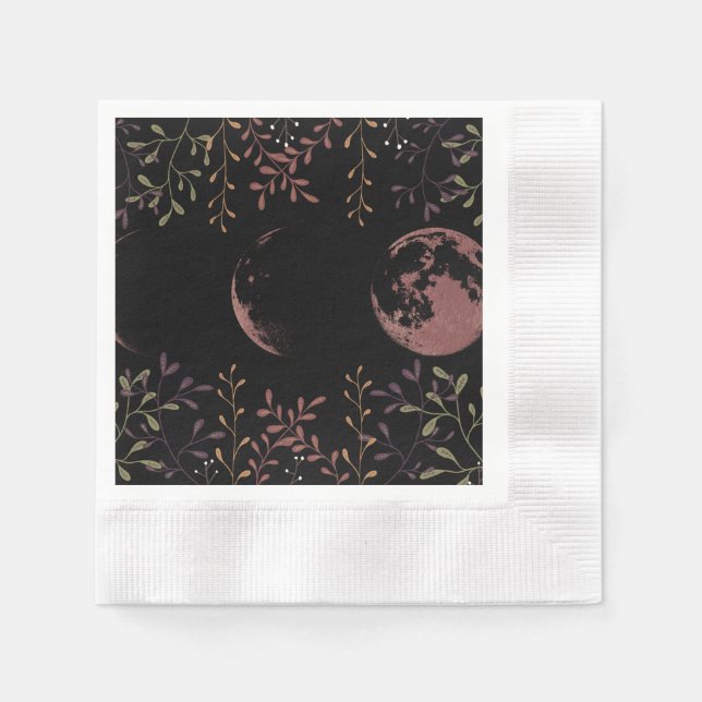 Serviette En Papier Phases de lune noire (Devant)