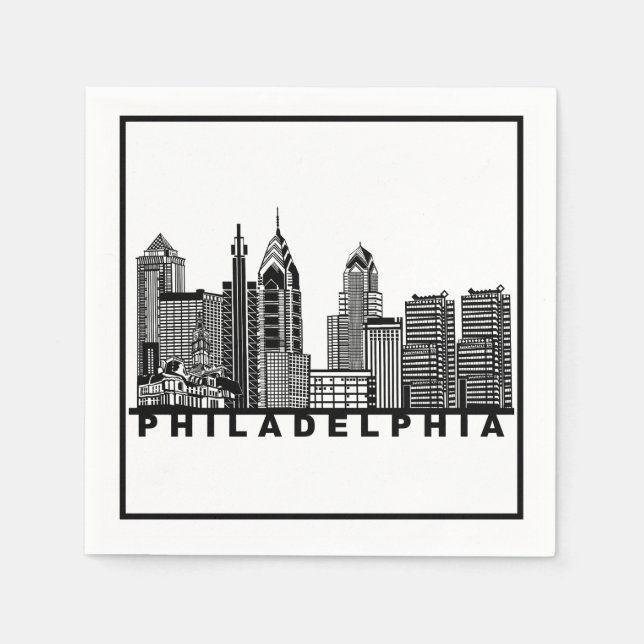 Serviette En Papier Philadelphia Skyline Silhouette  (Devant)