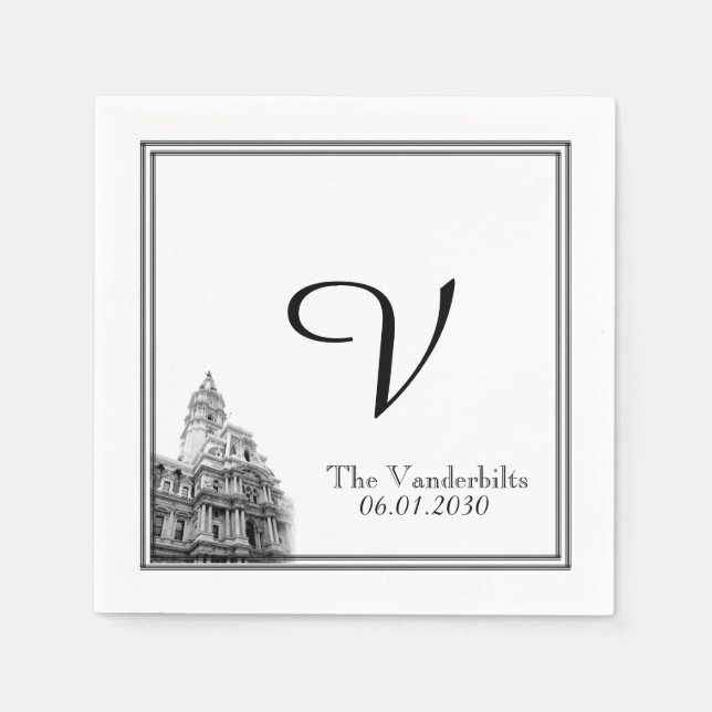 Serviette En Papier Philadelphie Destination Mariage Napkin (Devant)