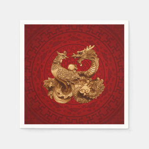 Serviette En Papier Phoenix et Dragon - en rouge