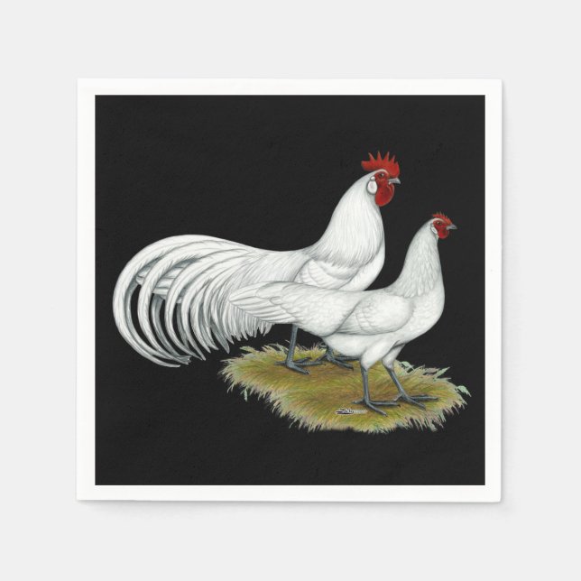 Serviette En Papier Phoenix : Paire blanche (Devant)