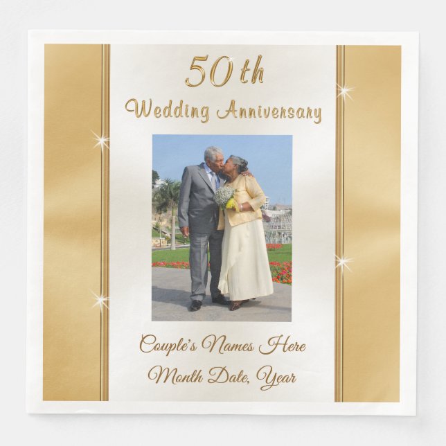 Serviette En Papier Photo 50e dîner Mariage serviettes (Devant)