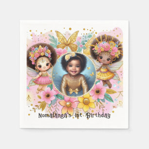 Serviette En Papier Photo Anniversaire Little Black Fairy African Pink