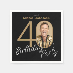 Serviette En Papier Photo Black Gold 40e anniversaire