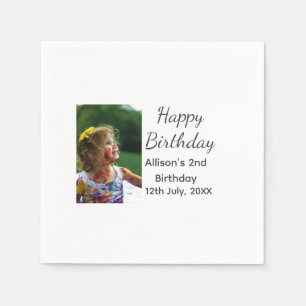 Serviette En Papier Photo classique moderne ajouter nom date heureux