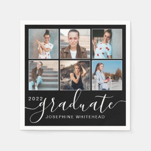 Serviette En Papier Photo Collage 2022 Graduate Party Black