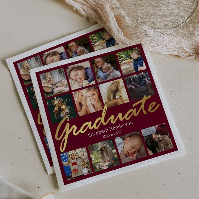 Serviette En Papier Photo Collage 2025 Graduation Party (Créateur téléchargé)