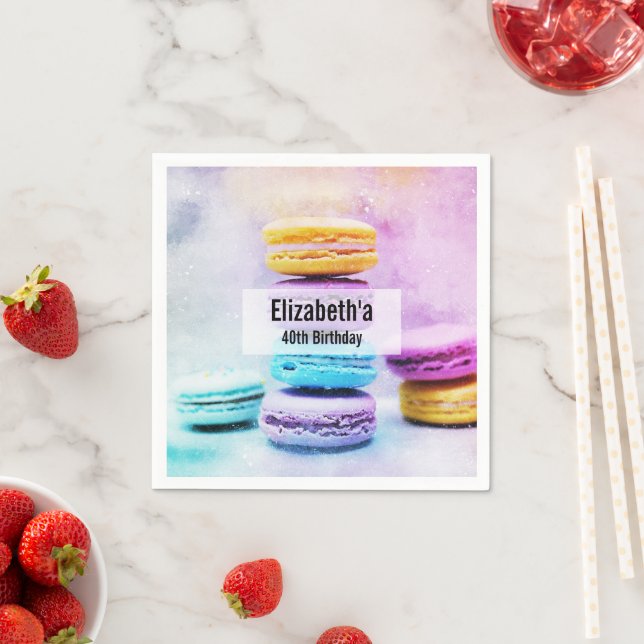 Serviette En Papier Photo Colorful Delicious Macarons Anniversaire (En situation)