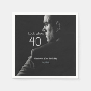 Serviette En Papier photo d'anniversaire 40 ans nom de l'homme est. an