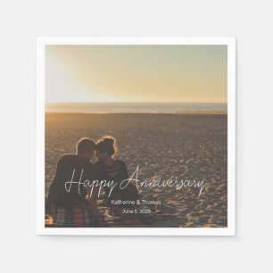 Serviette En Papier Photo d'anniversaire personnalisé avec texte moder