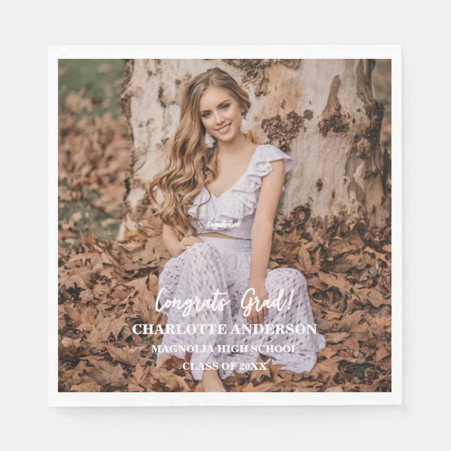 Serviette En Papier Photo d'annonce de fin d'études supérieures (Devant)