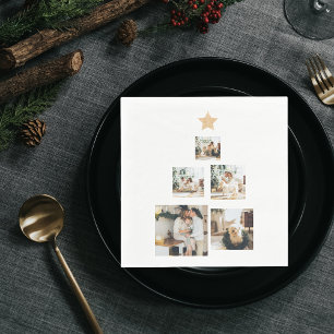 Serviette En Papier Photo d'arbre de Noël familial moderne avec étoile