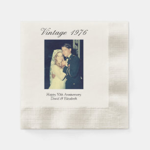 Serviette En Papier Photo de 50e anniversaire de mariage Élégant Rétro