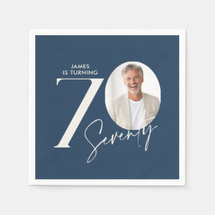 Serviette En Papier Photo de 70e anniversaire moderne minimale étape i