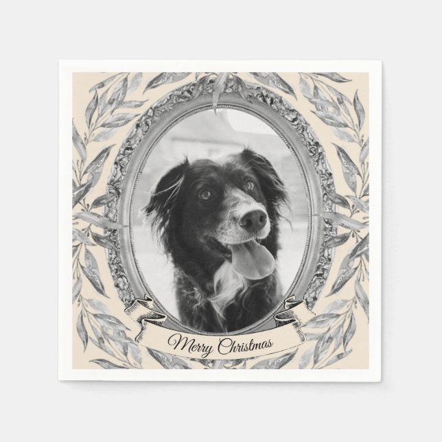 Serviette En Papier Photo de cadre en argent de vacances (Devant)