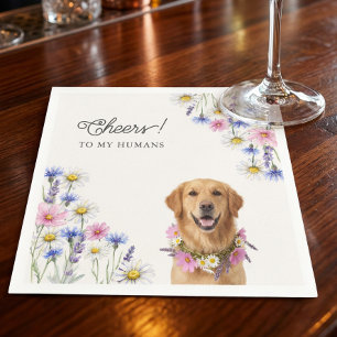 Serviette En Papier Photo de chien aux fleurs sauvages pressées Cheers
