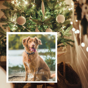 Serviette En Papier Photo de chien Cocktail de Noël personnalisé Joyeu