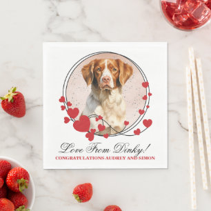 Serviette En Papier Photo de chien épagneul breton cadre cœur rouge
