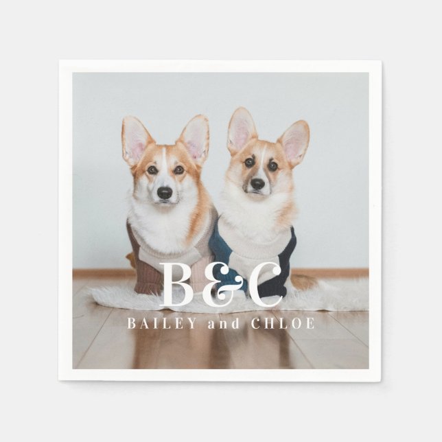 Serviette En Papier Photo de chien mignon avec nom (Devant)