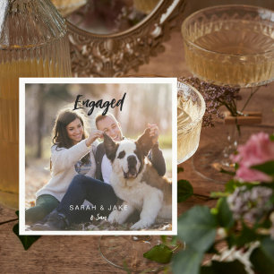 Serviette En Papier Photo de couple fiancé avec cocktail amusant pour